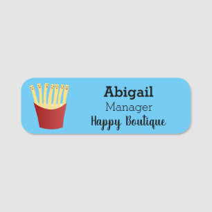 Cute kawaii fries fast food cartoon illustration name tag