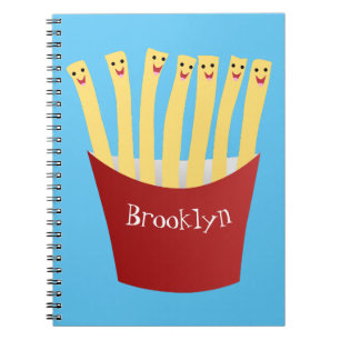 Cute kawaii fries fast food cartoon illustration notebook