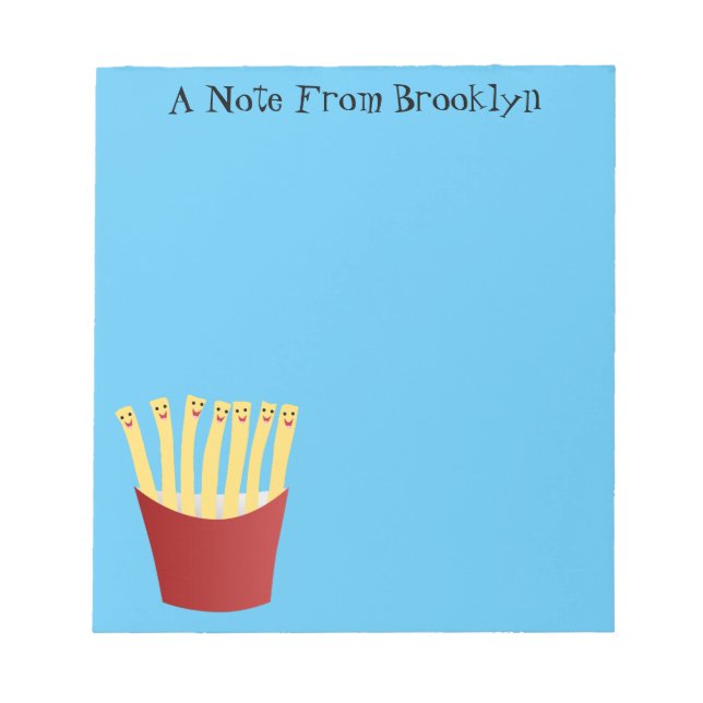Cute kawaii fries fast food cartoon illustration notepad (Front)