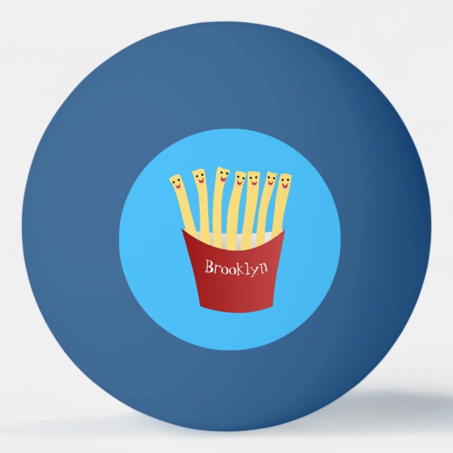 Cute kawaii fries fast food cartoon illustration ping pong ball (Front)