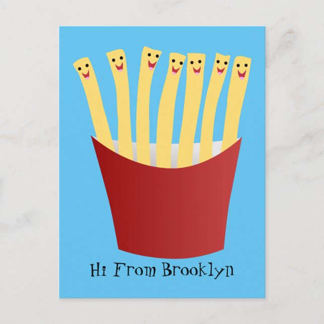 Cute kawaii fries fast food cartoon illustration postcard (Front)