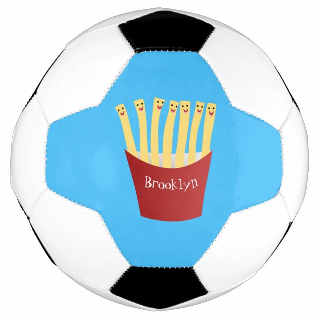Cute kawaii fries fast food cartoon illustration soccer ball (Front)