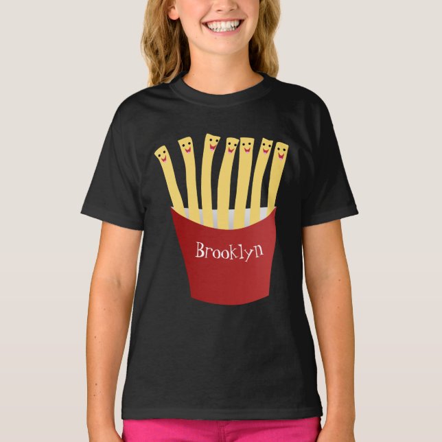 Cute kawaii fries fast food cartoon illustration T-Shirt (Front)