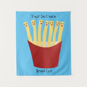 Cute kawaii fries fast food cartoon illustration tapestry