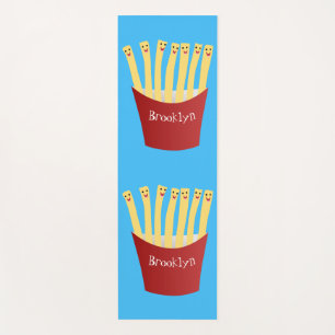 Cute kawaii fries fast food cartoon illustration yoga mat