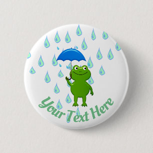 Cute Kawaii Frog and Rain 6 Cm Round Badge
