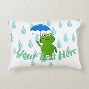 Cute Kawaii Frog and Rain Decorative Cushion