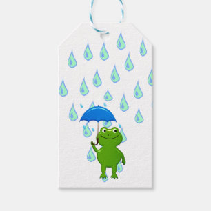 Cute Kawaii Frog and Rain Gift Tags