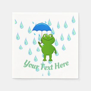 Cute Kawaii Frog and Rain Napkin