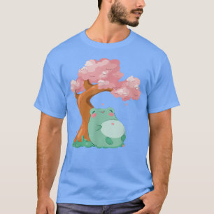 Cute kawaii frog and Sakura Cherry Blossom tree Ja T-Shirt
