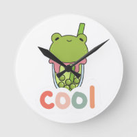 Cute Kawaii Frog Bubble Tea Cool Typography Vector