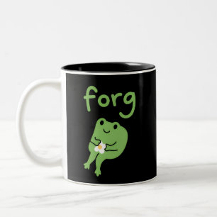 Cute Kawaii Frog Cake Meme Cute Aesthetic Forg Two-Tone Coffee Mug