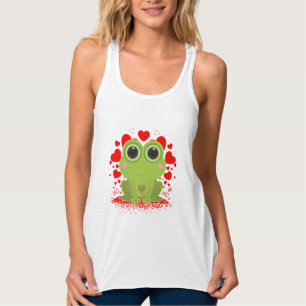 Cute Kawaii Frog Hearts XOXO Love Aesthetic Singlet