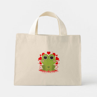 Cute Kawaii Frog Hearts XOXO Mini Everyday Tote Bag