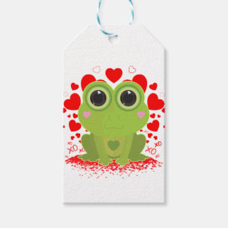 Cute Kawaii Frog Hearts XOXO Valentine Gift Tags