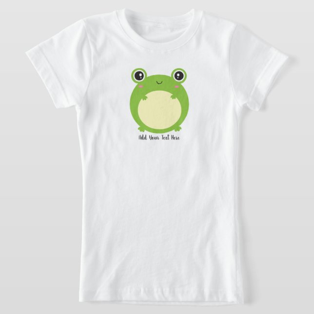 Cute Kawaii Frog with Personalised Text and Photo  T-Shirt (Laydown)