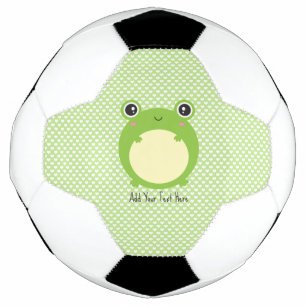 Cute Kawaii Frog with Personalized Text and Photo Soccer Ball