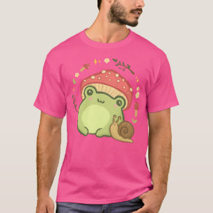 Cute Kawaii Frog With Toadstool Mushroom Hat And S T-Shirt