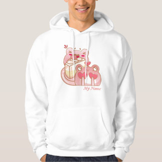 Cute Kawaii Frogs Eating Strawberry Cake Hoodie
