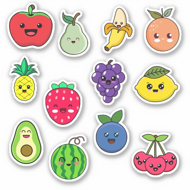 Cute Kawaii Fruit Stickers  (Front)