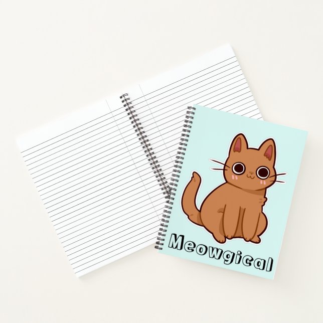 Cute Kawaii Funny Meowgical Cat Notebook (Inside)