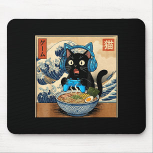 Cute Kawaii Gamer Cat Funny Ramen Japanese Cat Gam Mouse Pad