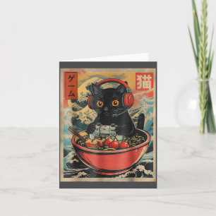 Cute Kawaii Gamer Cat Funny Ramen Retro Japanese C Card