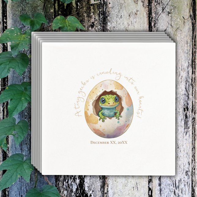 Cute Kawaii Gecko Lizard Egg Baby Shower Napkin (Creator Uploaded)