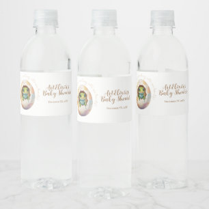 Cute Kawaii Gecko Lizard Egg Baby Shower Water Bottle Label
