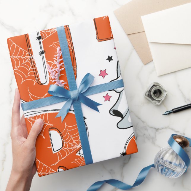 Cute Kawaii Ghost “Boo” Halloween Design Wrapping Paper (Gifting)