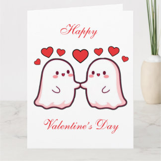 Cute Kawaii Ghost Couple Valentine’s Day Card