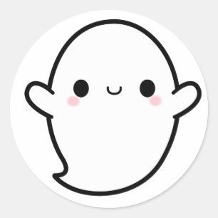 Cute Kawaii Ghost Halloween Classic Round Sticker