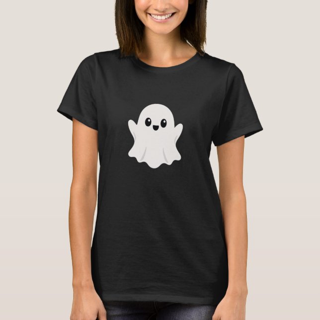 Cute Kawaii Ghost Halloween Vector Design T-Shirt (Front)
