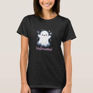 Cute Kawaii Ghost Happy Halloween Pastel Pink T-Shirt