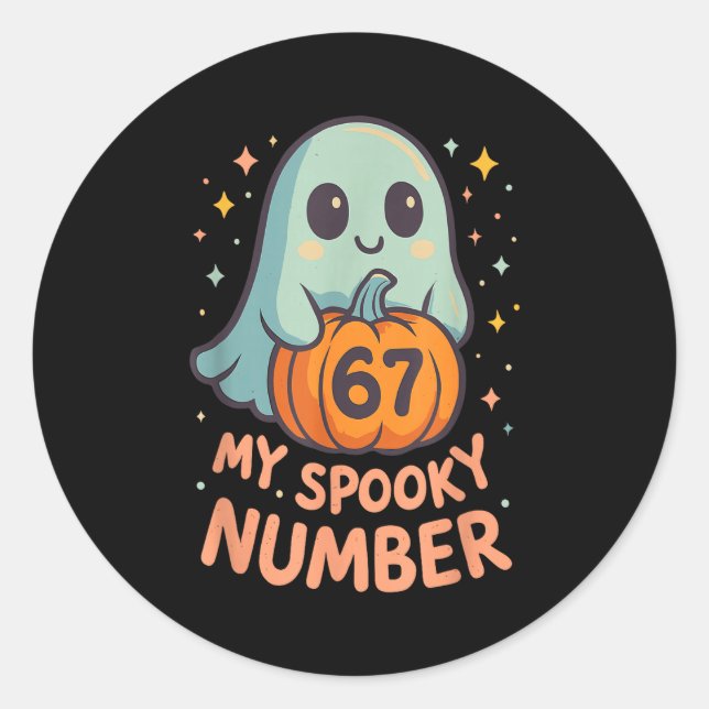 Cute kawaii ghost pumpkin 67 meme funny math classic round sticker (Front)