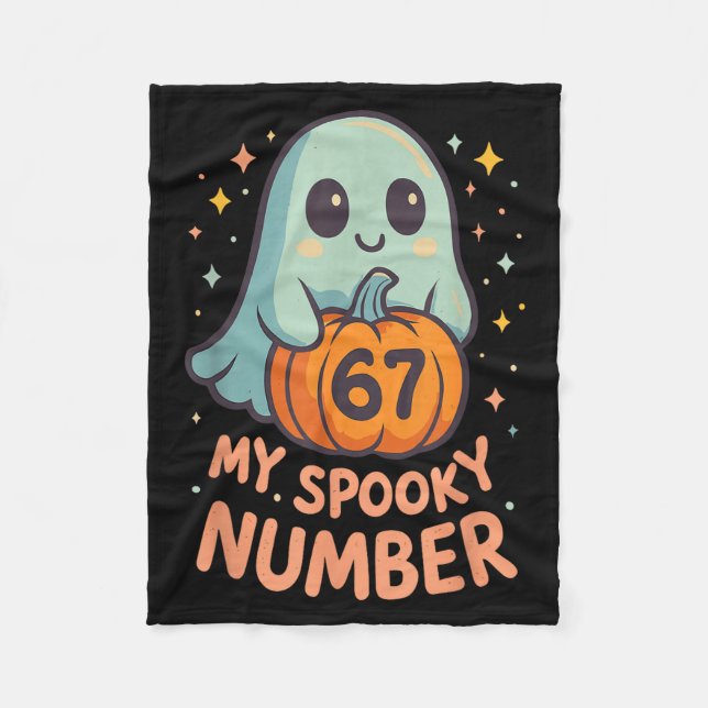 Cute kawaii ghost pumpkin 67 meme funny math fleece blanket (Front)