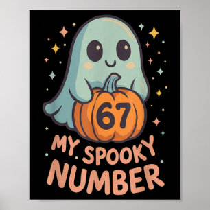 Cute Kawaii Ghost Pumpkin 67 Meme Funny Math Hallo Poster