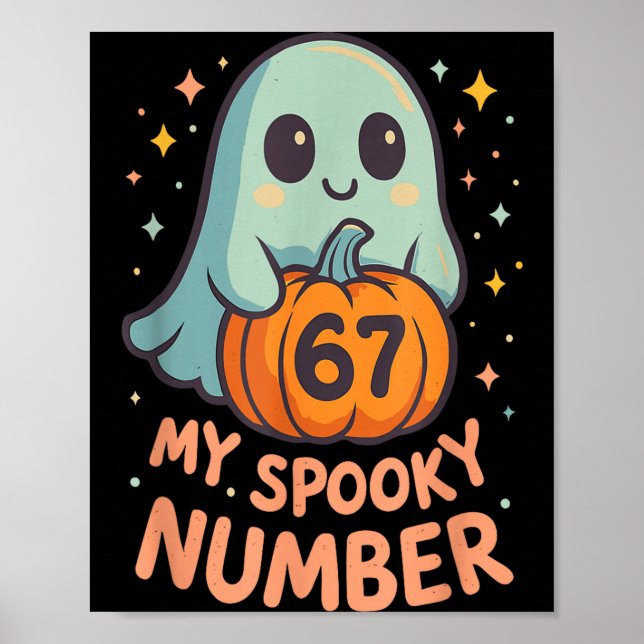 Cute kawaii ghost pumpkin 67 meme funny math poster (Front)