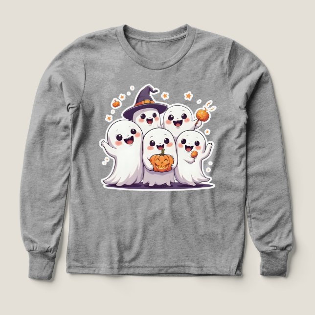 Cute Kawaii Ghosts Halloween Sweatshirt – Spooky P (Design Front)
