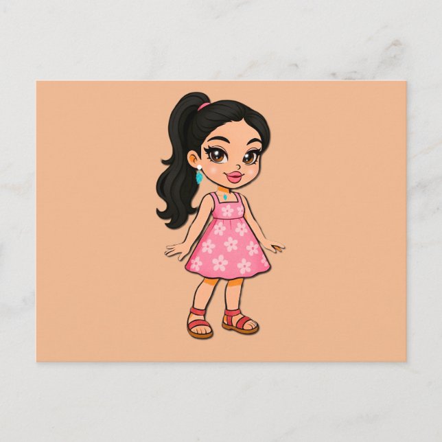 Cute Kawaii Girl Postcard (Front)