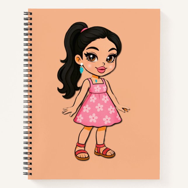Cute Kawaii Girl Sticker Notebook (Front)