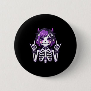 Cute Kawaii Goth Girl Skeleton Punk-goth Alternati 6 Cm Round Badge