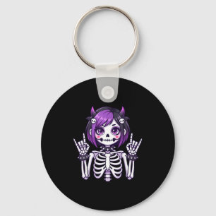 Cute Kawaii Goth Girl Skeleton Punk-goth Alternati Key Ring