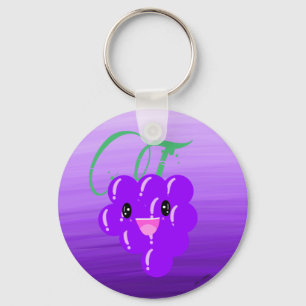 Cute Kawaii Grape Fruit Lover Foodie Ombre Purple Key Ring