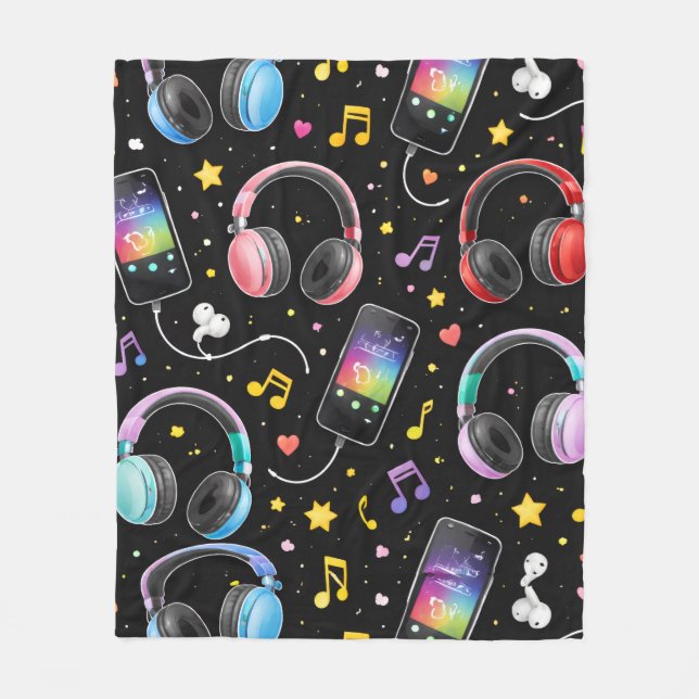 Cute Kawaii Graphic Fleece Blanket (Front)