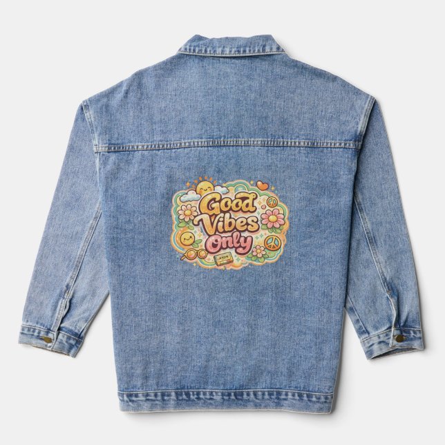 Cute Kawaii Graphic T-Shirt Design Denim Jacket (Back)