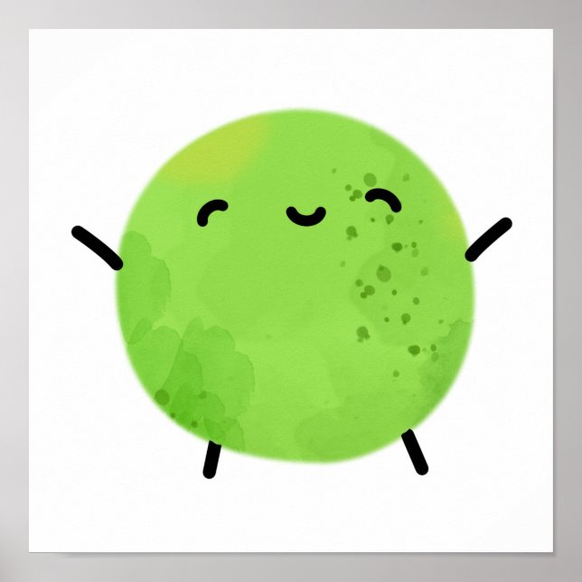 Cute Kawaii Green Pea Poster (Front)
