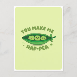 Cute Kawaii Green Peas Veggie Food Pun Love Quote Postcard