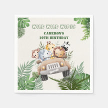 Cute kawaii green wild safari animals party