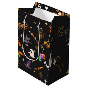 Cute Kawaii Halloween Doodles Spooky Pattern Gift Medium Gift Bag